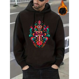 Plus Size Men's Ethnic Style Animal/Violin Print Hoodies Oversized Hooded Sweatshirt For Autumn/winter, Men's Clothing