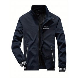 Plus Size Men's Track Jacket, Spring Summer Zipper Coat For Morning Practice Workout