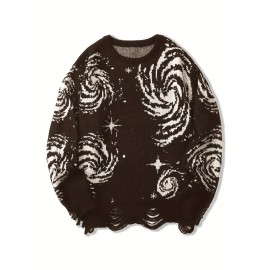 Plus Size Mens Vibrant Starry Elements Graphic Print Sweater - Stylish and Cozy Knit Pullover Construction Designed Exclusively for Men - Novelty Sweater for a Unique Look