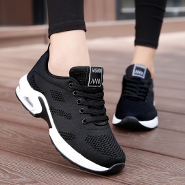 Lightweight Mesh Lace Up Sneakers, Fashion Air Cushion Running Sports Shoes, Women's Footwear