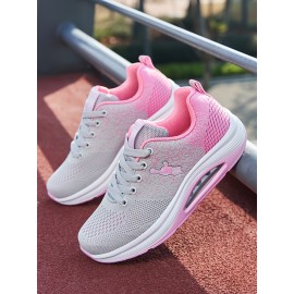 Mesh Arch Support Outdoor Sports Sneakers, High Impact Air Cushion Thick Sole Walking Running Shoes, Women's Footwear