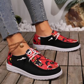 Halloween Cute Cartoon Print Sneakers, Lightweight, Breathable And Comfortable Casual Shoes