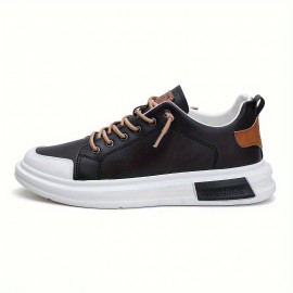 Men's Low Top Colour Block Chunky Skateboard Shoes, Comfy Non Slip Lace Up Durable Sneakers For Men's Outdoor Activities