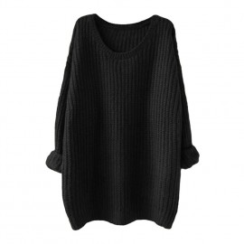 New Women Knitted Sweater Solid Color Batwing Long Sleeve Loose Warm Jumper Coat Pullover Knitwear