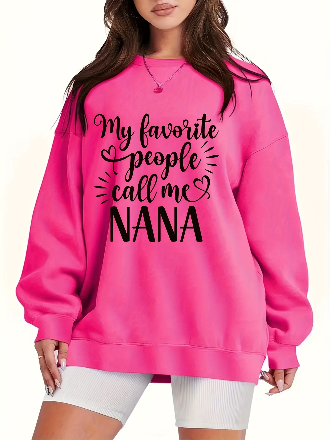 plus size nana letter print sweatshirt casual long sleeve crew neck pullover sweatshirt womens plus size clothing details 12