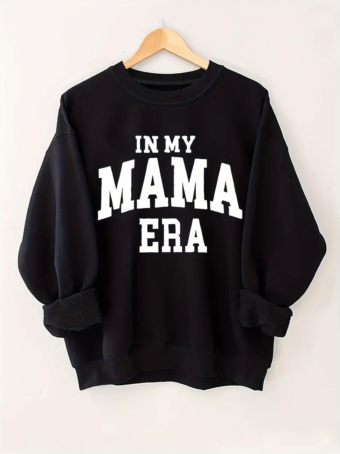 plus size mama print sweatshirt crew neck casual sweatshirt for fall spring womens plus size clothing details 0