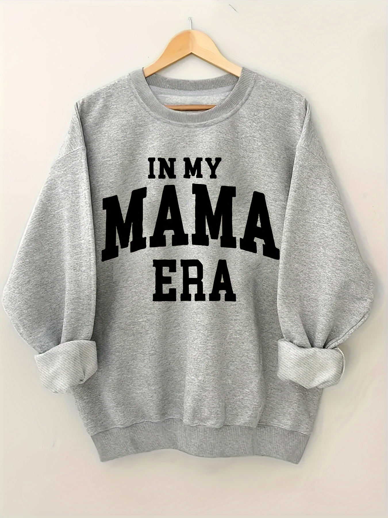 plus size mama print sweatshirt crew neck casual sweatshirt for fall spring womens plus size clothing details 9