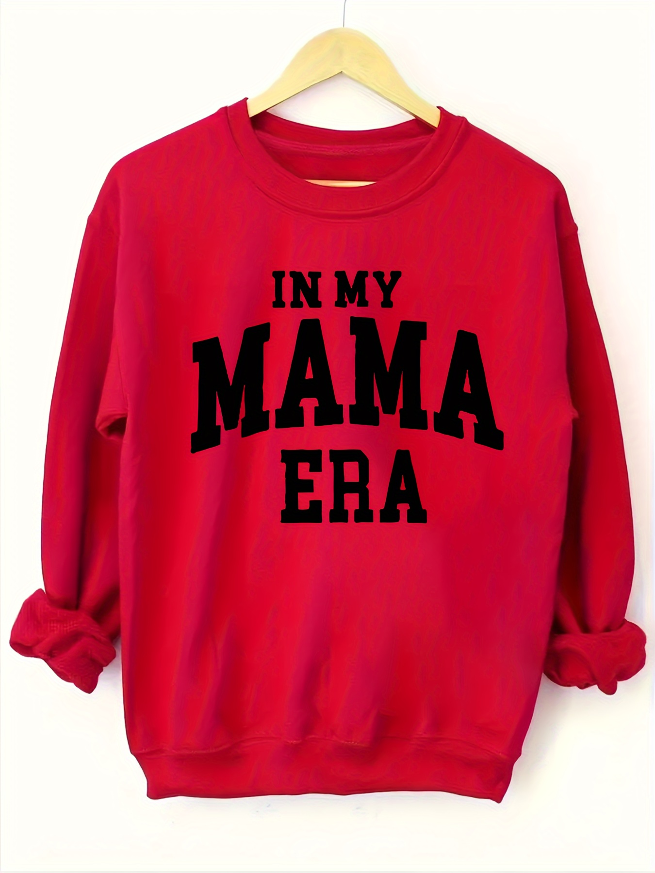 plus size mama print sweatshirt crew neck casual sweatshirt for fall spring womens plus size clothing details 24