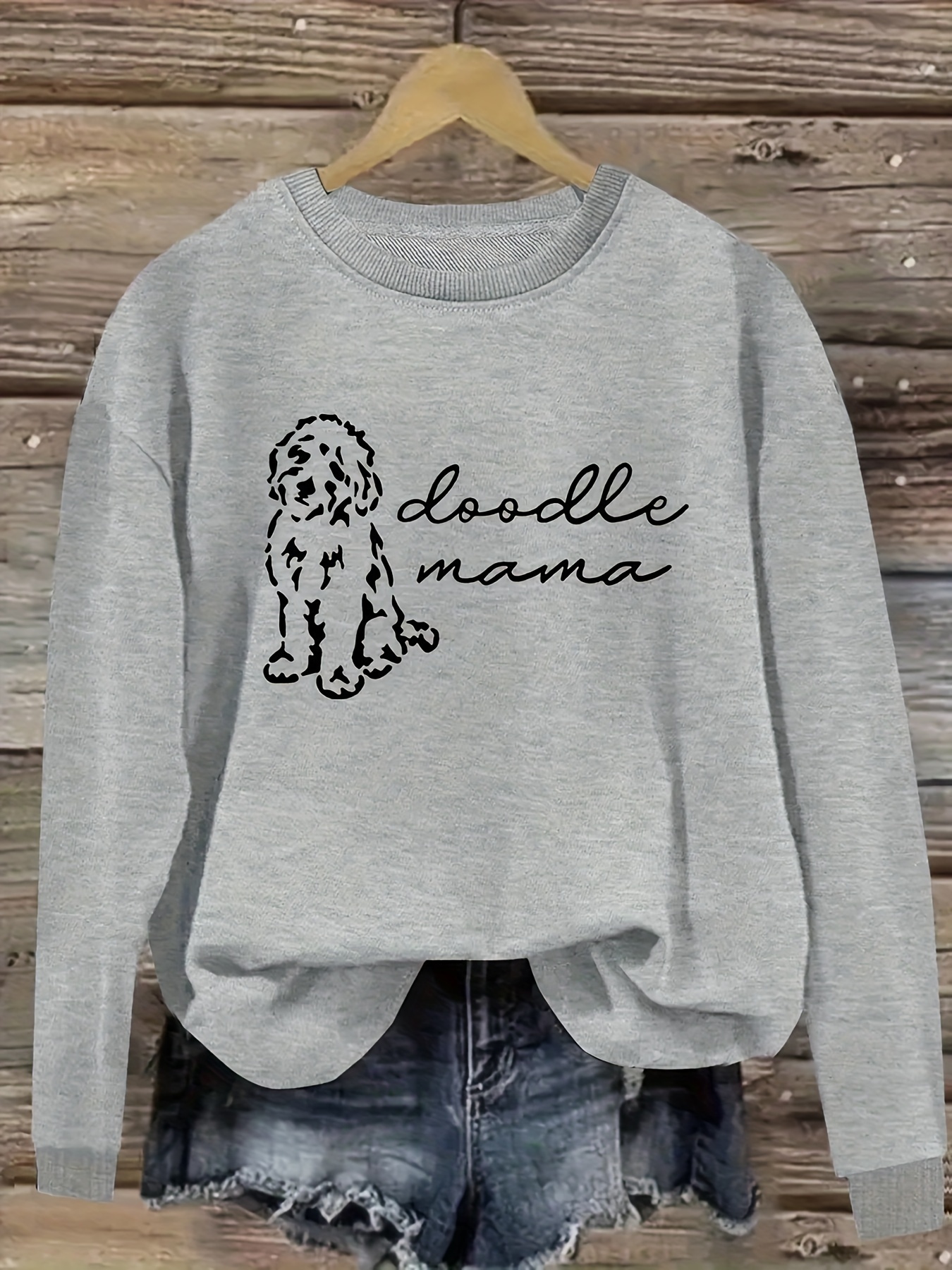 plus size dog print sweatshirt crew neck casual sweatshirt for fall spring womens plus size clothing details 15