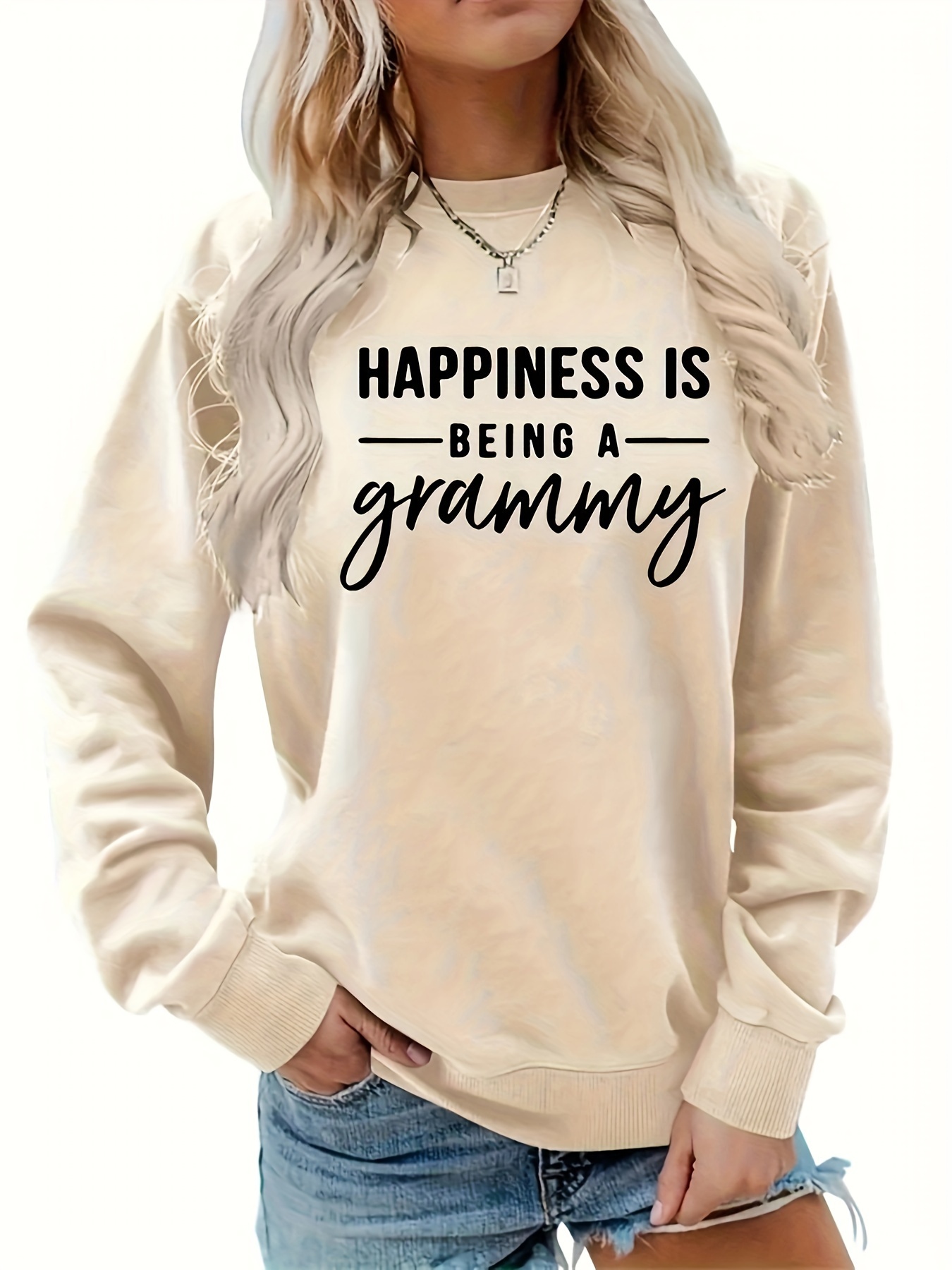 womens casual sweatshirt plus size letter graphic long sleeve round neck pullover top details 0