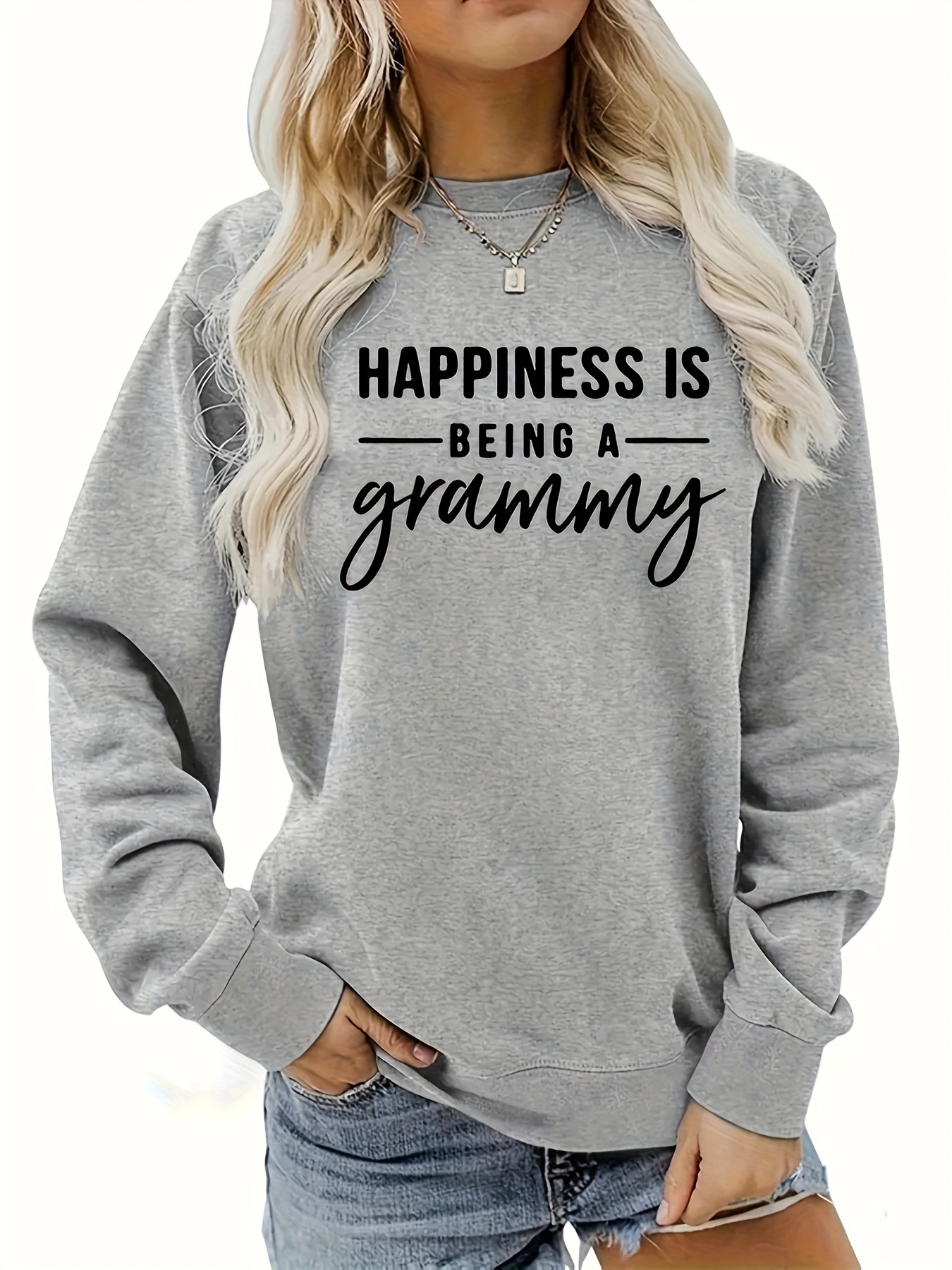 womens casual sweatshirt plus size letter graphic long sleeve round neck pullover top details 4