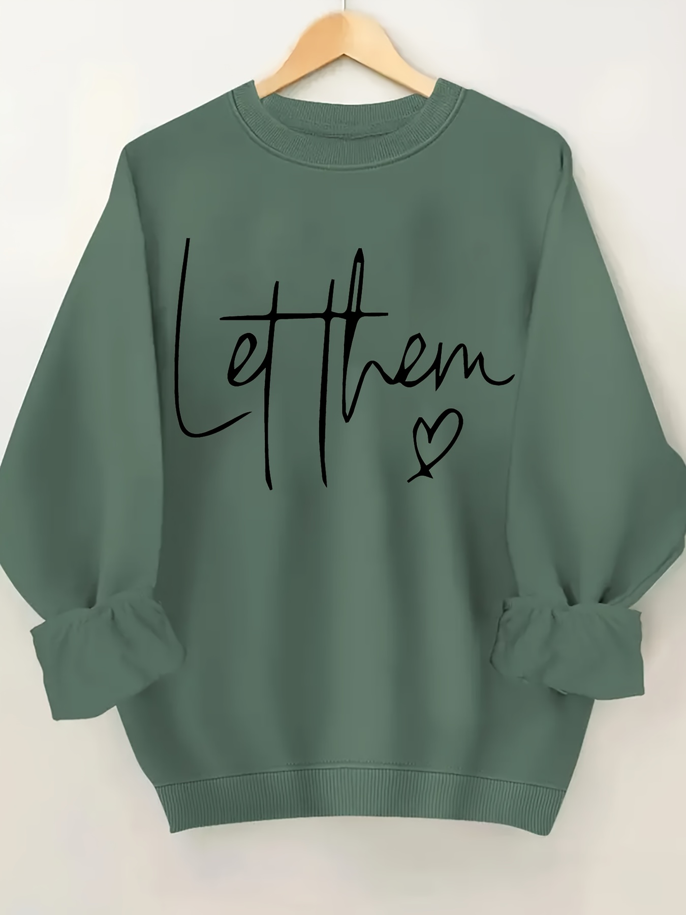 plus size letter print sweatshirt casual long sleeve crew neck pullover sweatshirt womens plus size clothing details 0