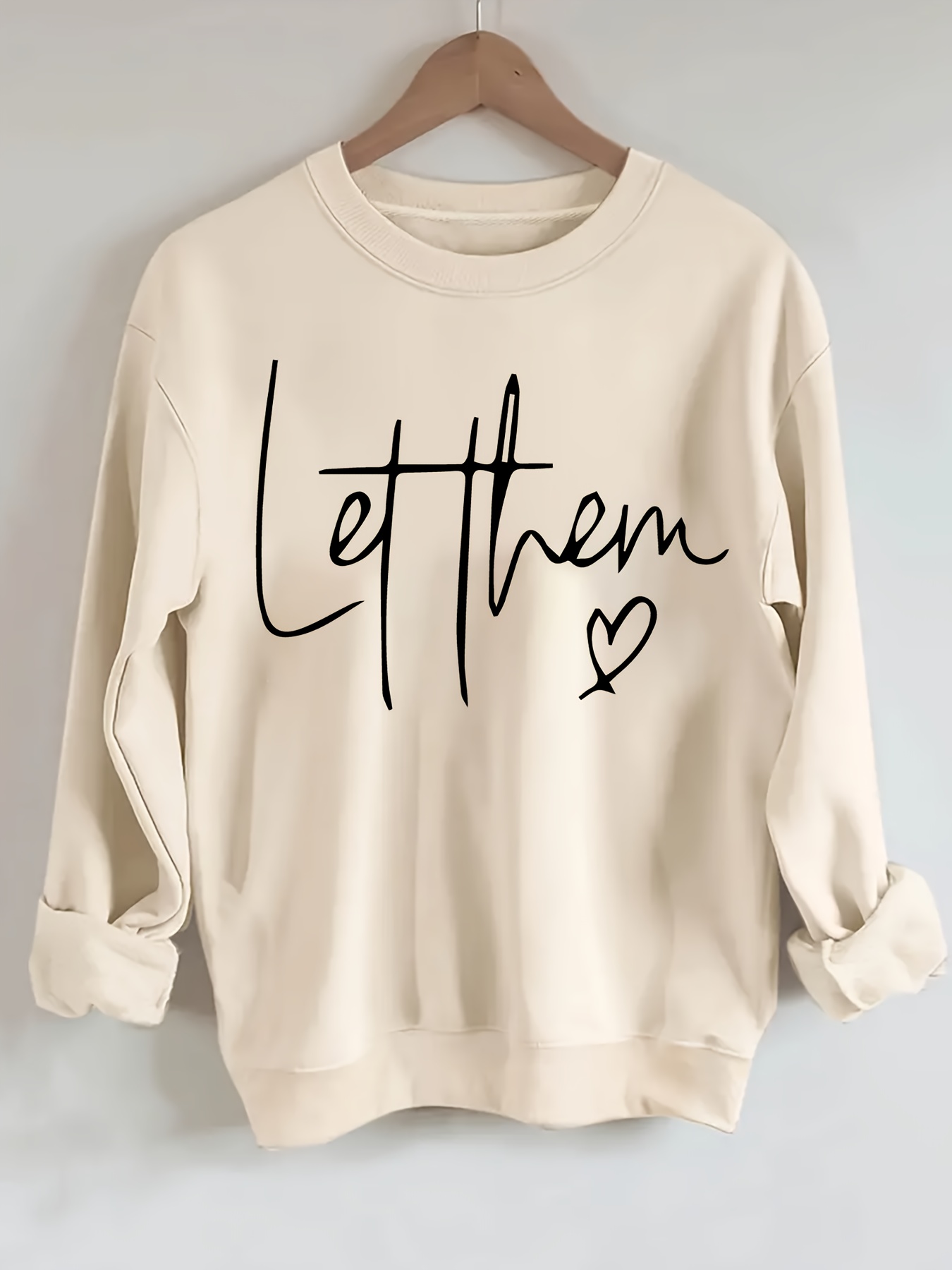 plus size letter print sweatshirt casual long sleeve crew neck pullover sweatshirt womens plus size clothing details 14