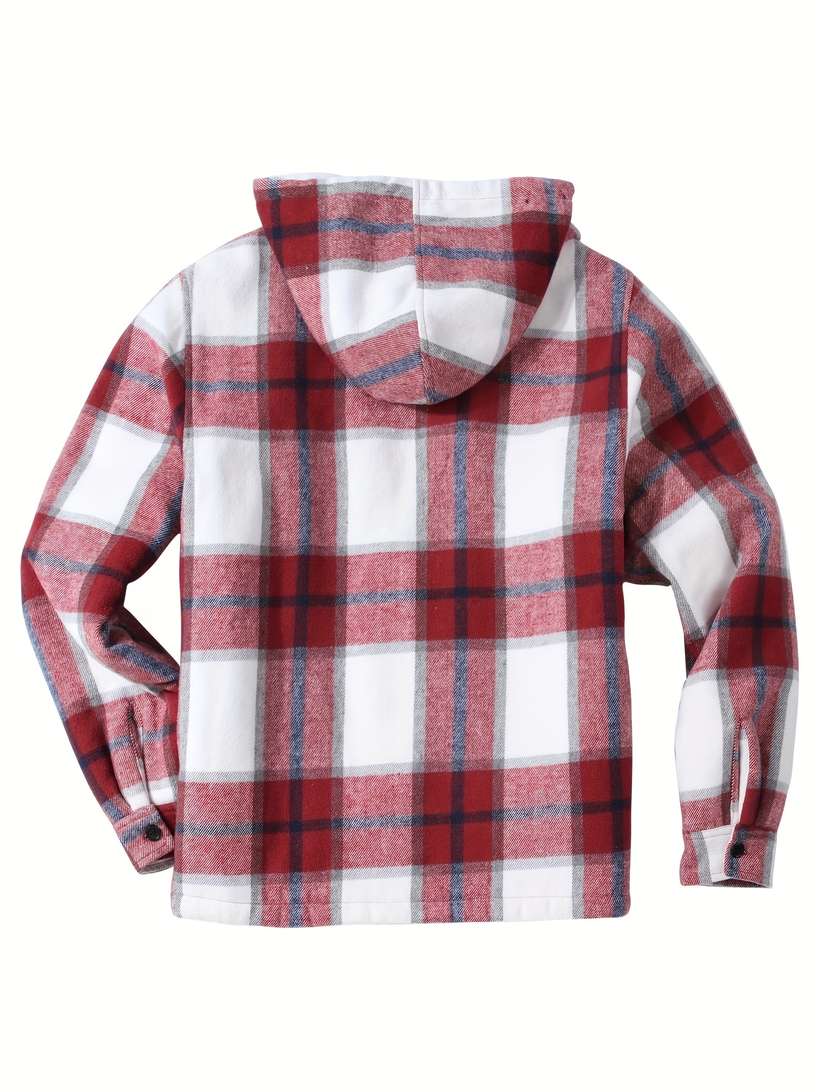 plus size mens fashion plaid hooded jacket fleece thick jacket for fall winter mens clothing details 1