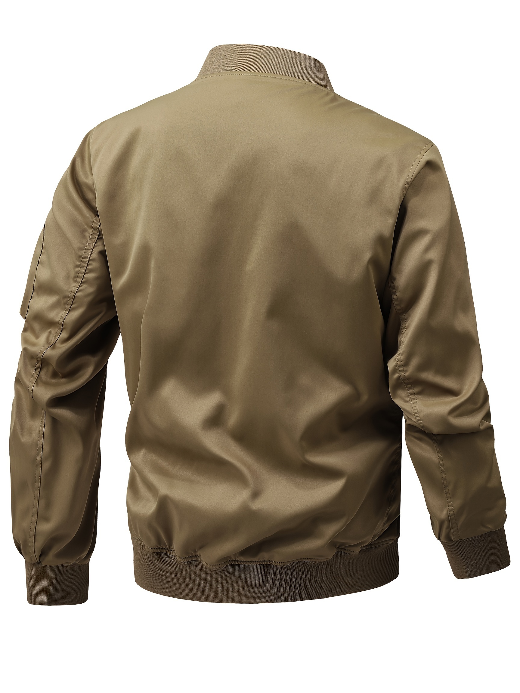 mens plus size windbreaker jacket with zip closure and baseball collar casual street style details 8