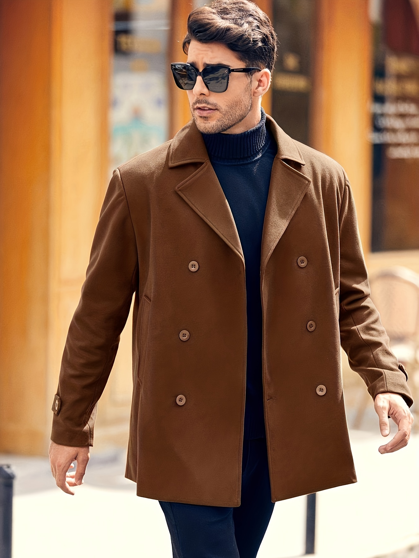 plus size mens solid coat for spring fall winter details 7