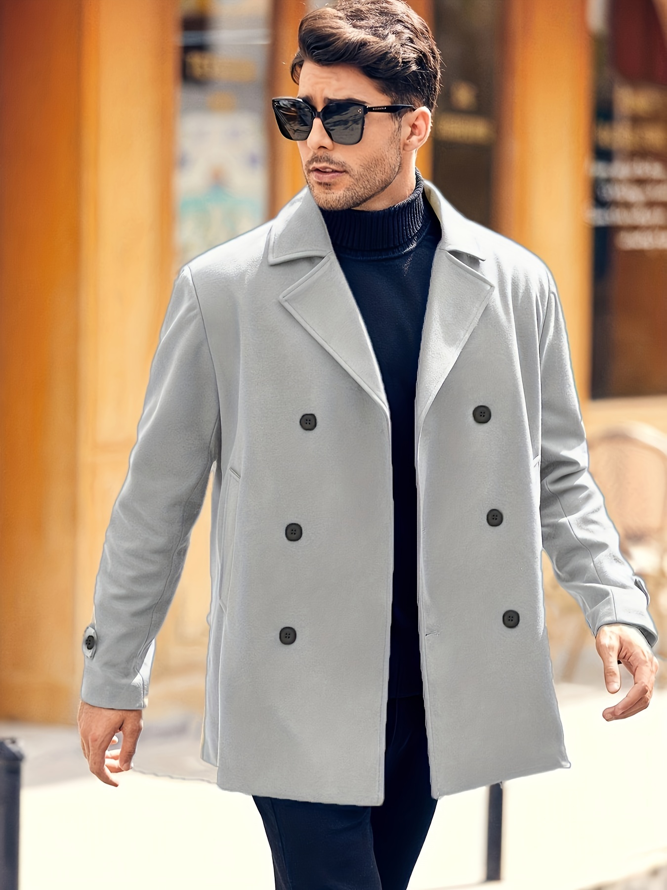 plus size mens solid coat for spring fall winter details 23