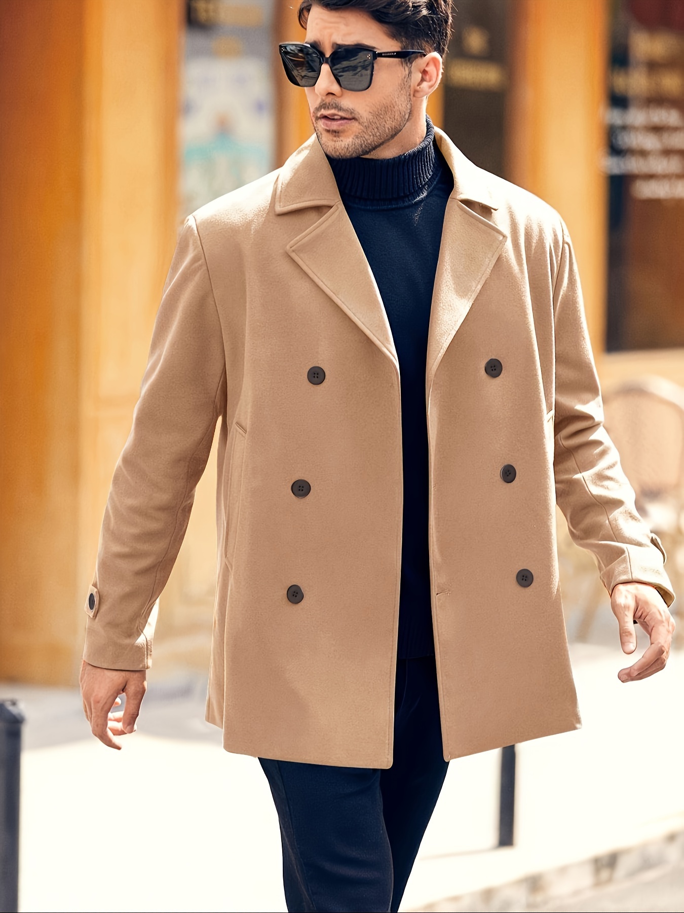 plus size mens solid coat for spring fall winter details 39