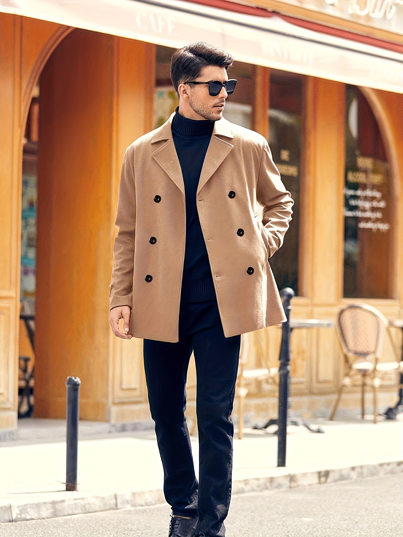 plus size mens solid coat for spring fall winter details 40