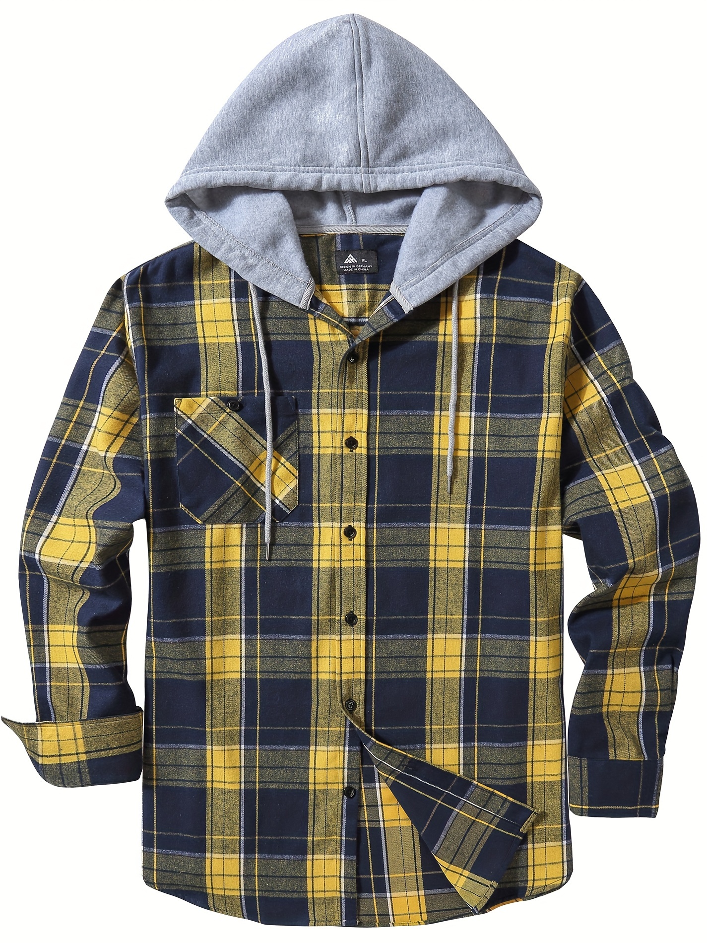 plus size mens plaid hooded jacket fashion hoodies fall winter mens clothing details 4