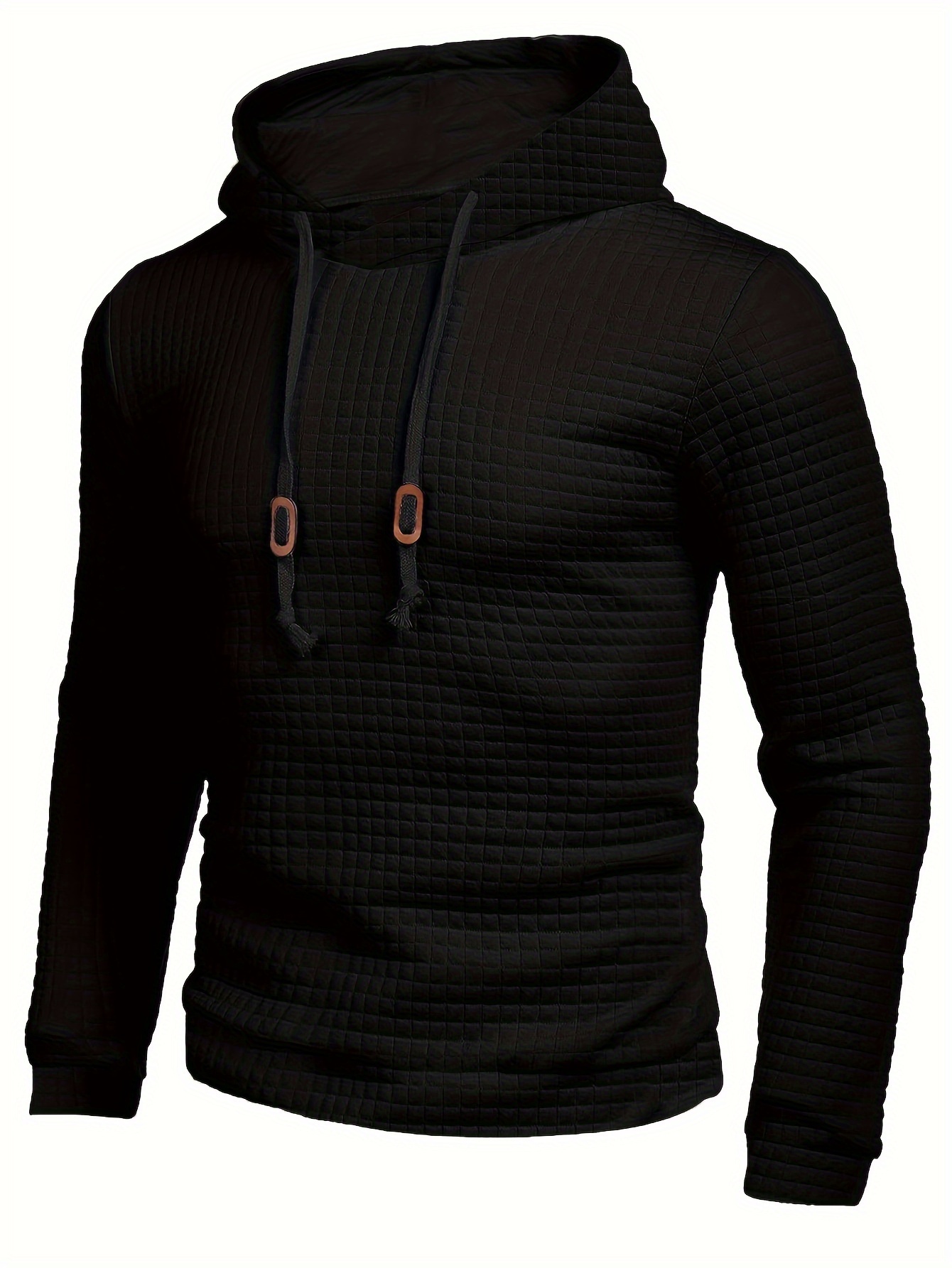 plus size mens waffle hoodies fashion casual hooded sweatshirt for spring fall winter mens clothing details 0