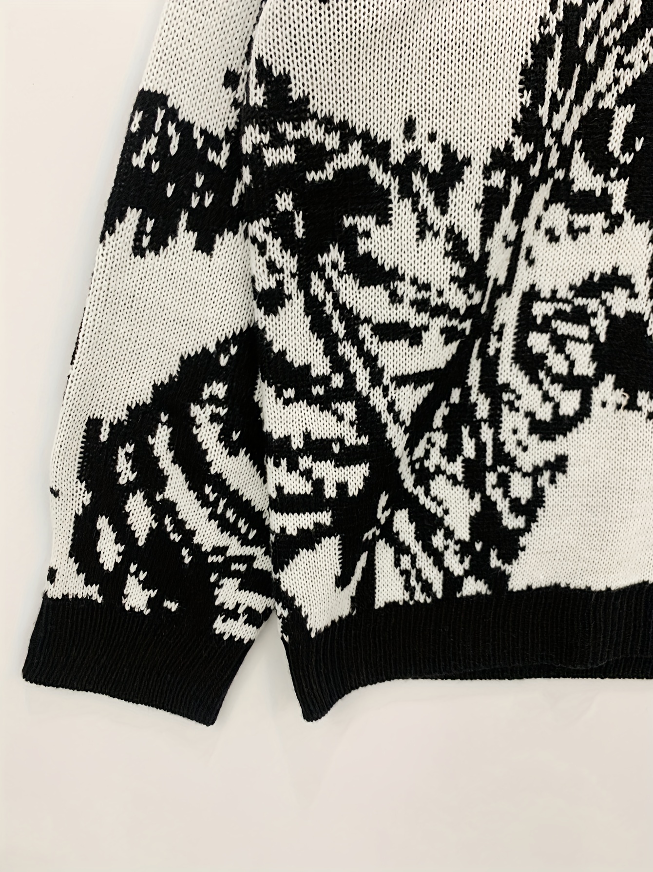 plus size mens animal skeleton print knit sweater for spring fall winter k pop details 3