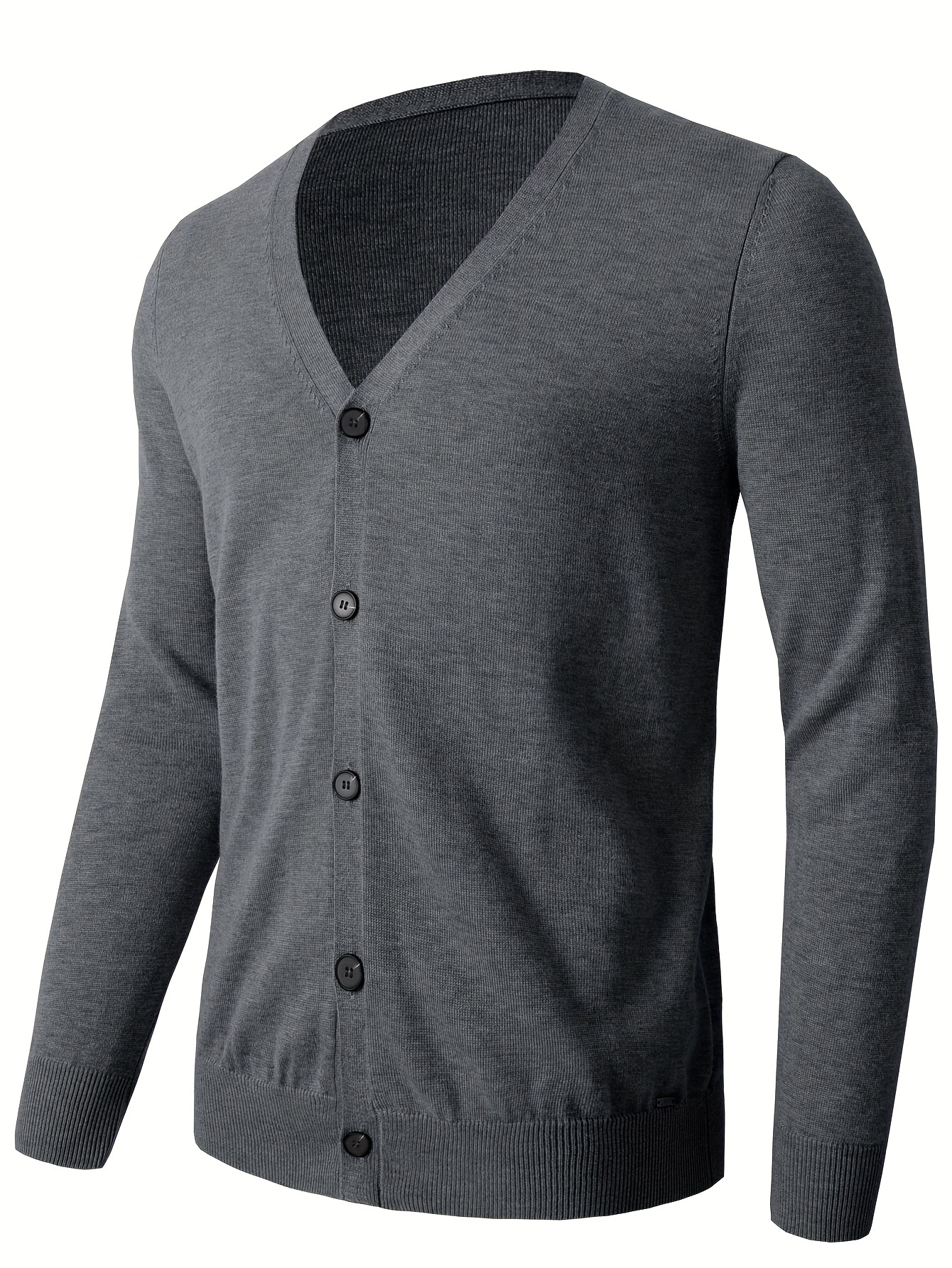 plus size mens solid knitted cardigan casual long sleeve v neck button up sweater for spring fall outdoor activities details 22