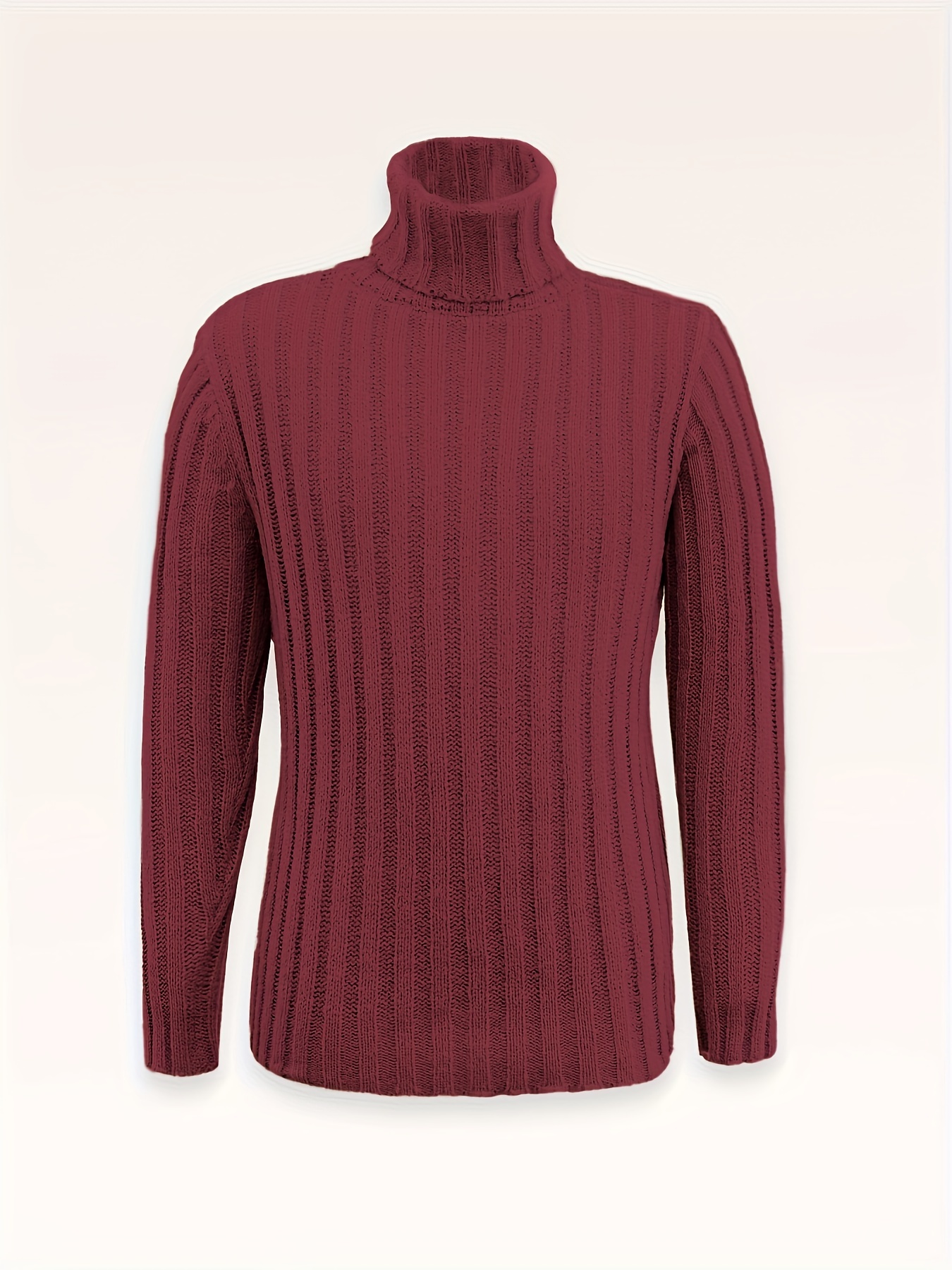 fashionable mens solid turtleneck knit sweater plus size males pullover sweater for autumn and winter leisurewear for big and tall guys details 22