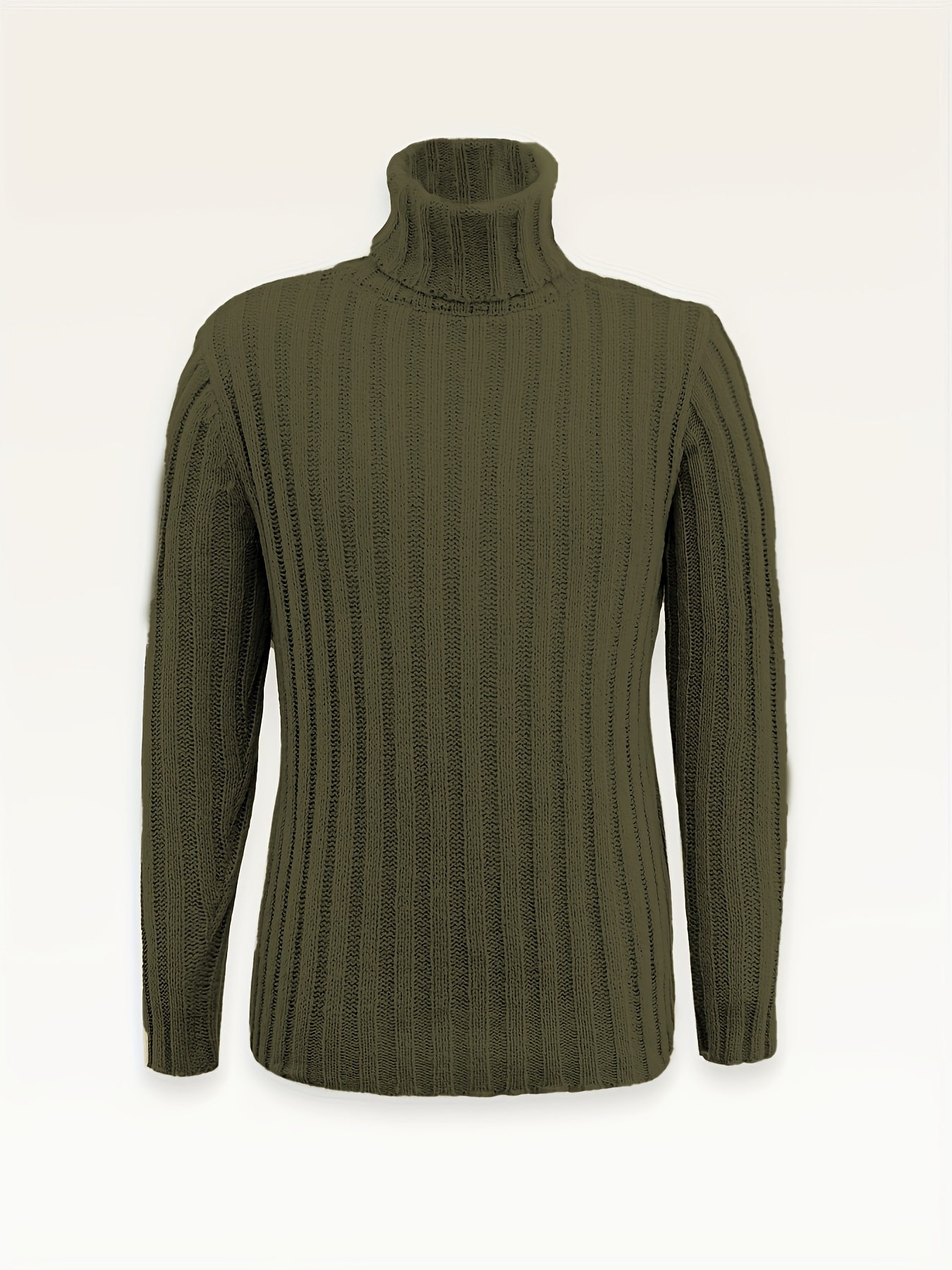 fashionable mens solid turtleneck knit sweater plus size males pullover sweater for autumn and winter leisurewear for big and tall guys details 34