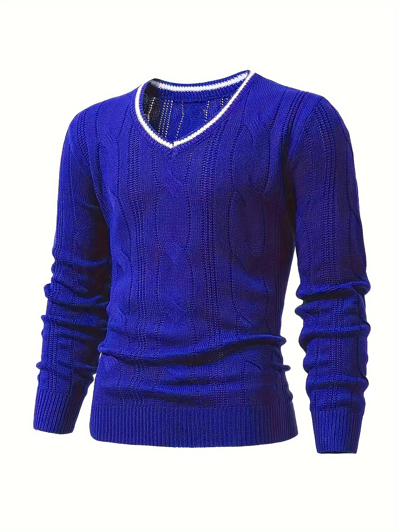 plus size mens knit sweater v neck pullover fashion casual tops for fall winter mens clothing details 6