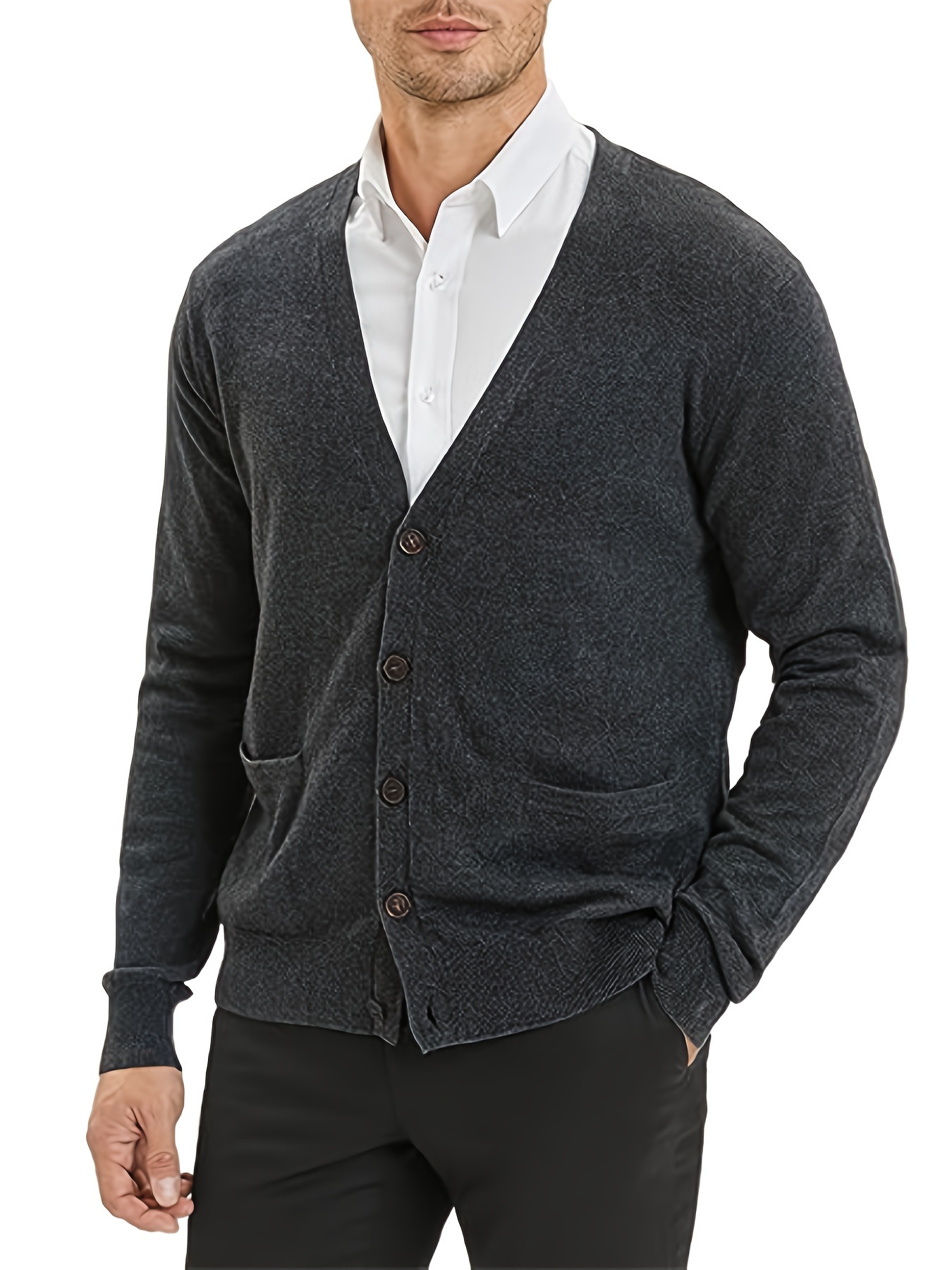 mens knitted cardigan wool blend long sleeve knitted coat mens wool sweater details 5