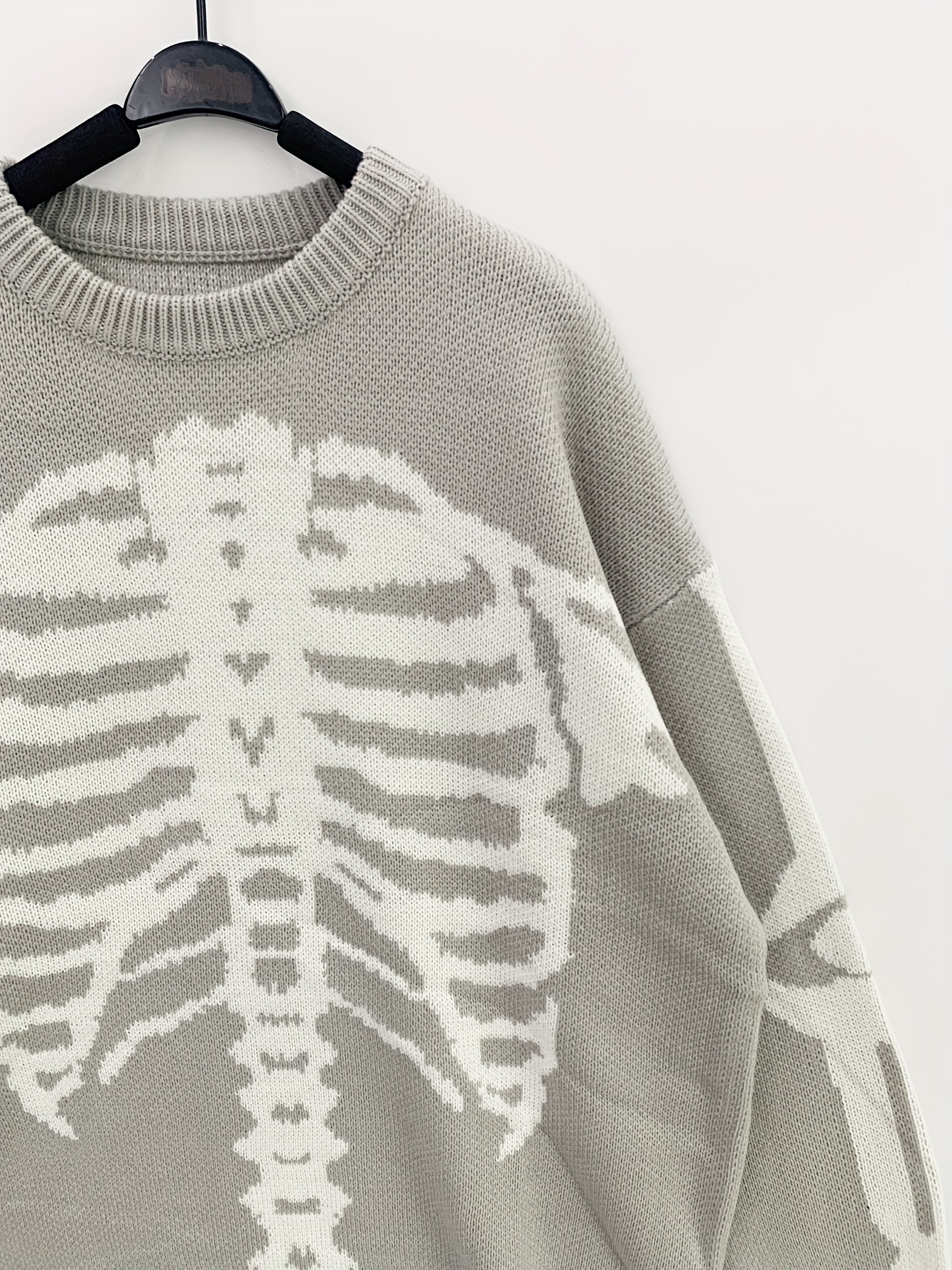 halloween plus size mens casual sweater elastic fashion skeleton print long sleeved crew neck knit pullover sweater jumper tops best sellers details 4