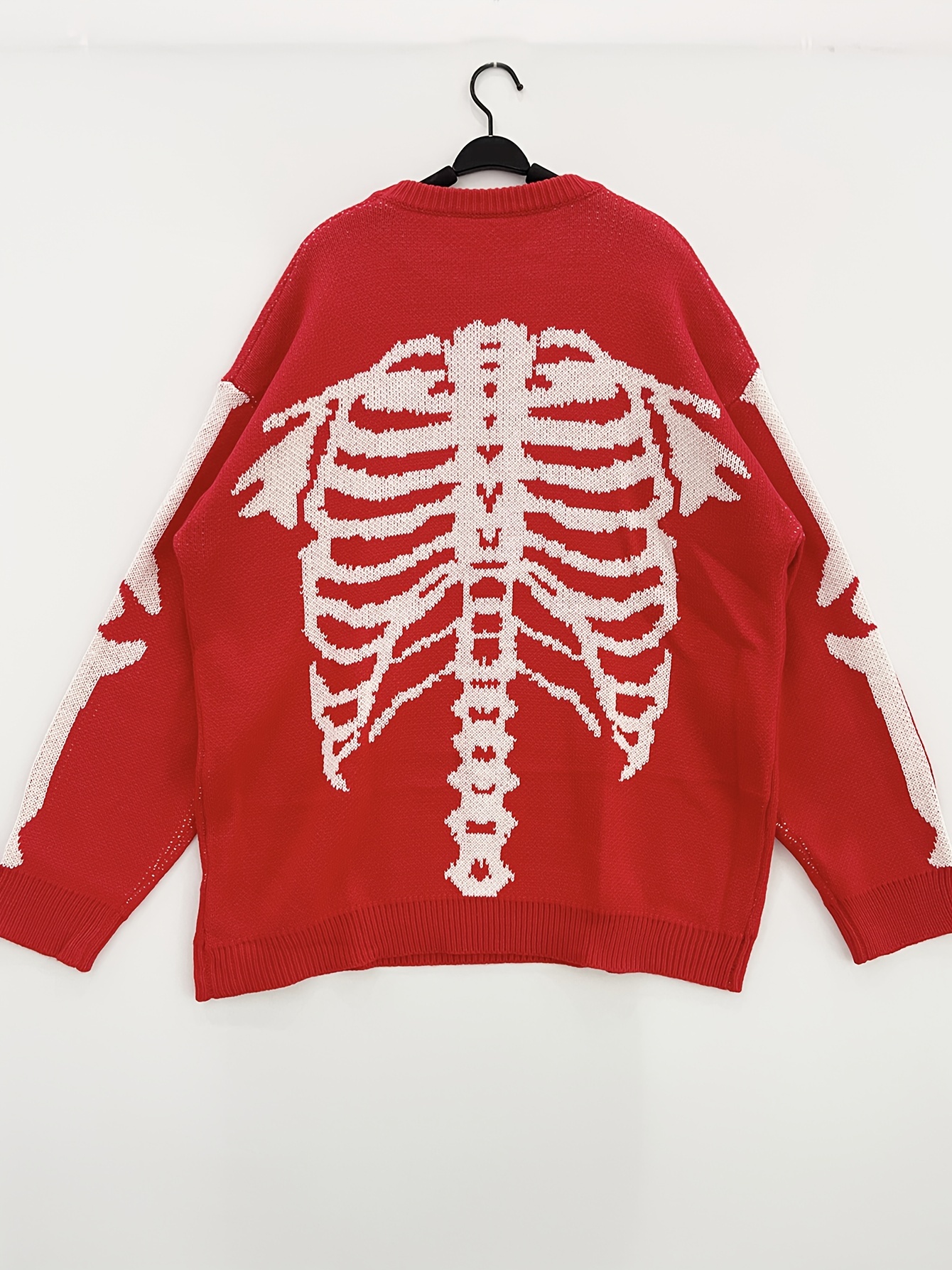 halloween plus size mens casual sweater elastic fashion skeleton print long sleeved crew neck knit pullover sweater jumper tops best sellers details 11