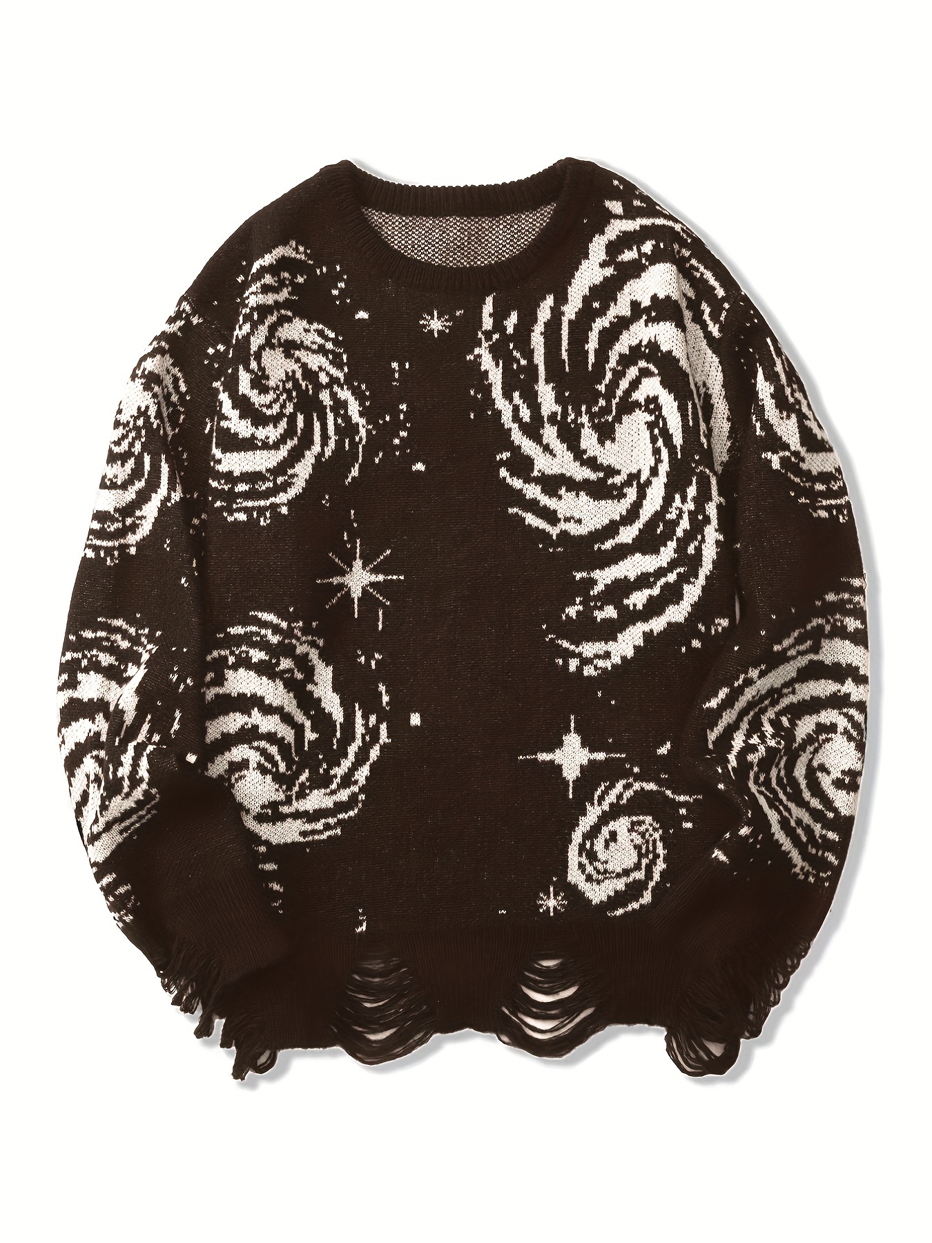 mens novelty starry elements graphic print sweater stylish knit pullover sweater for males plus size details 0