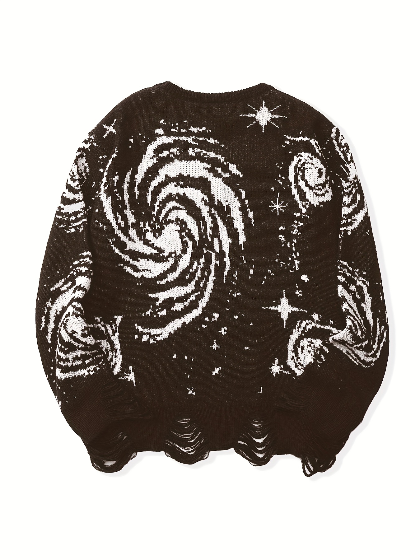 mens novelty starry elements graphic print sweater stylish knit pullover sweater for males plus size details 4