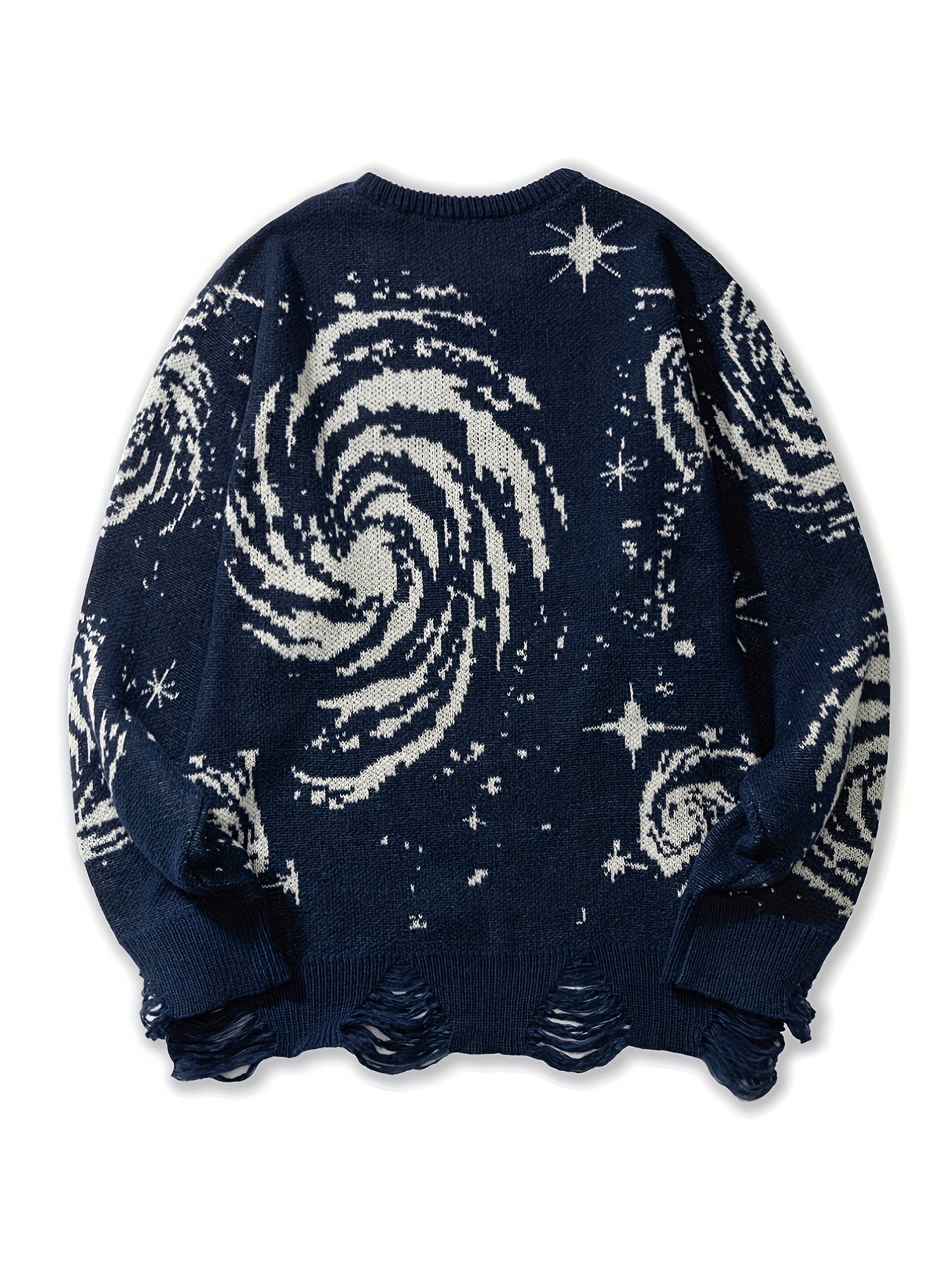 mens novelty starry elements graphic print sweater stylish knit pullover sweater for males plus size details 11