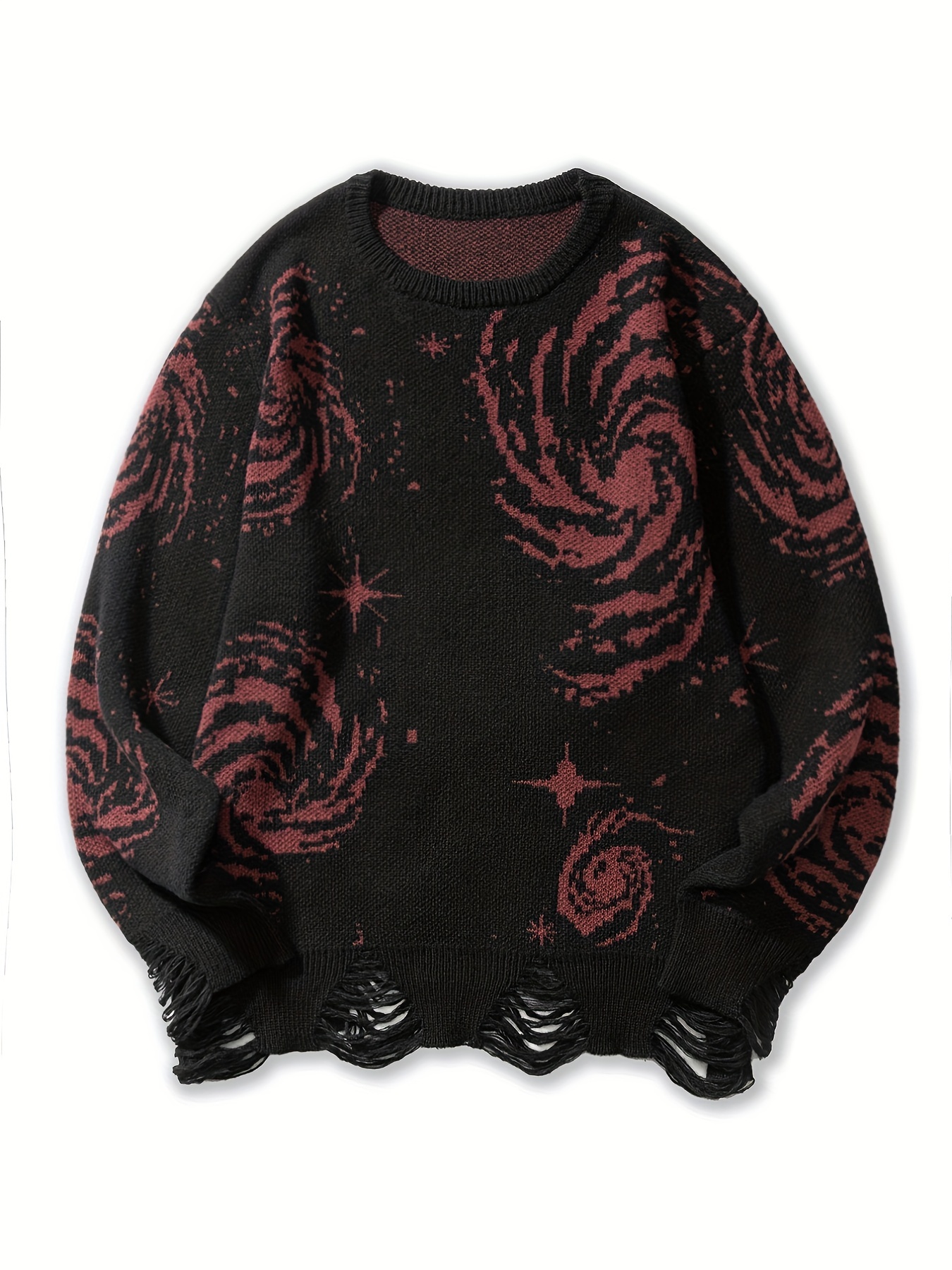 mens novelty starry elements graphic print sweater stylish knit pullover sweater for males plus size details 14