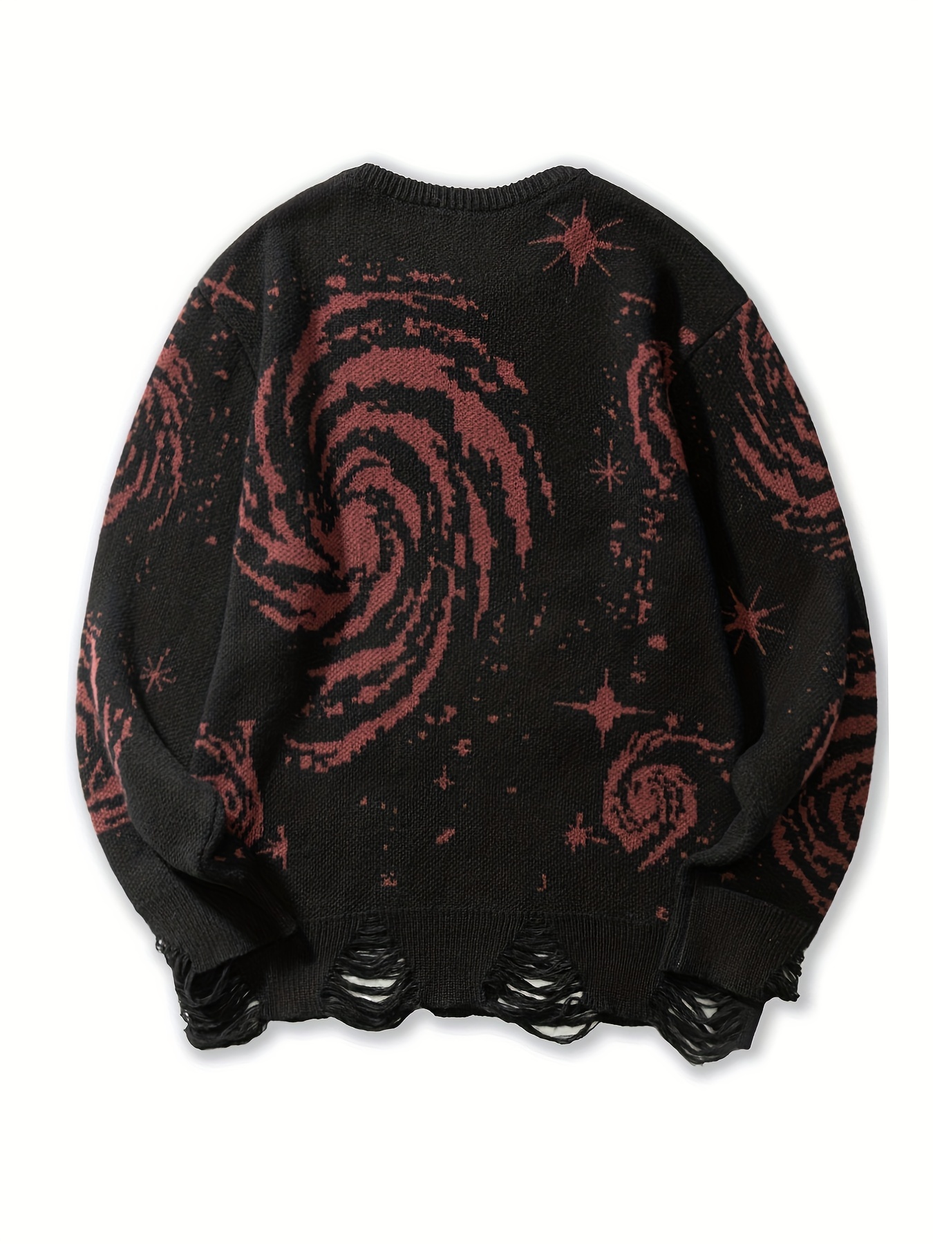 mens novelty starry elements graphic print sweater stylish knit pullover sweater for males plus size details 18