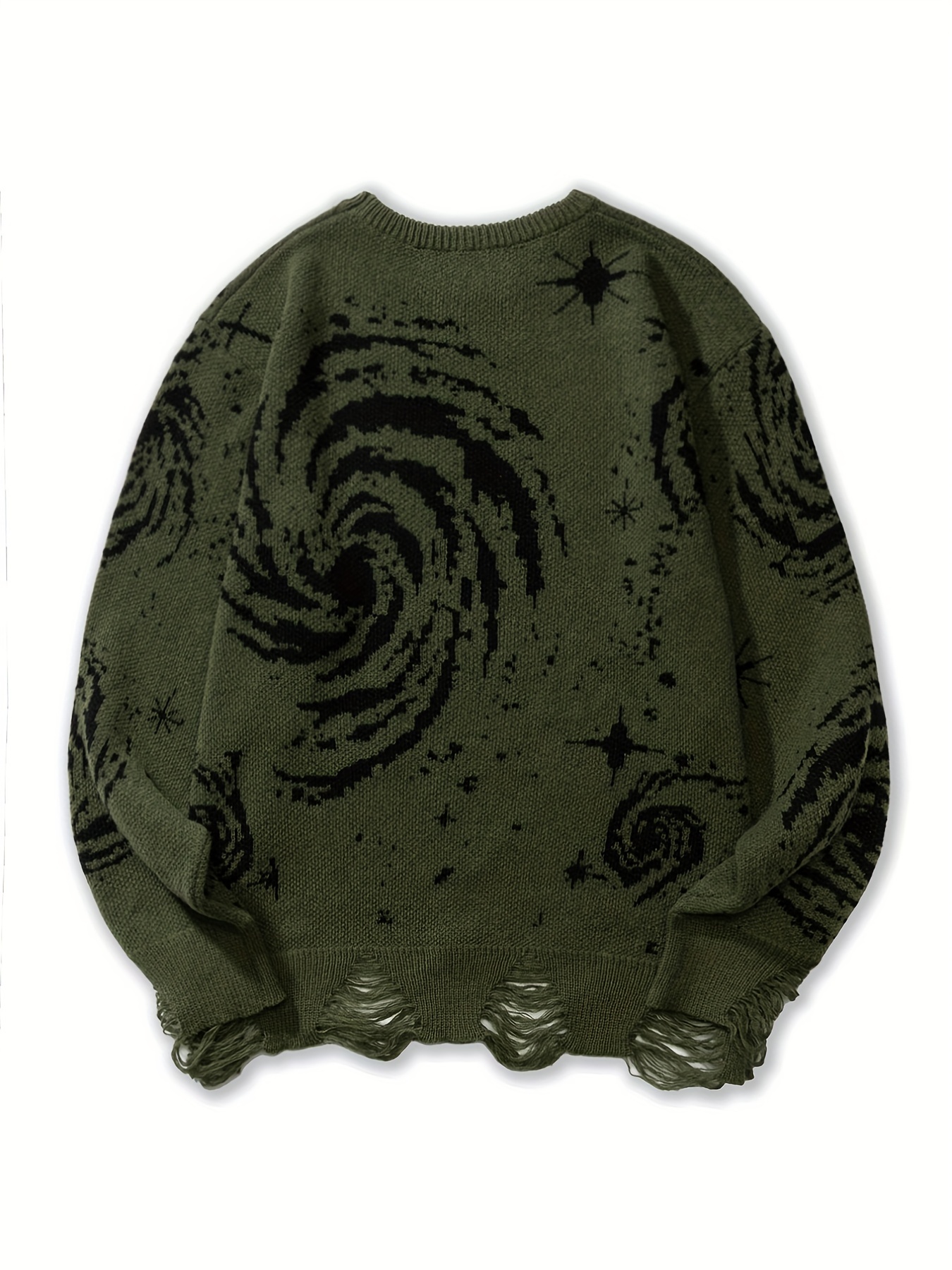 mens novelty starry elements graphic print sweater stylish knit pullover sweater for males plus size details 25