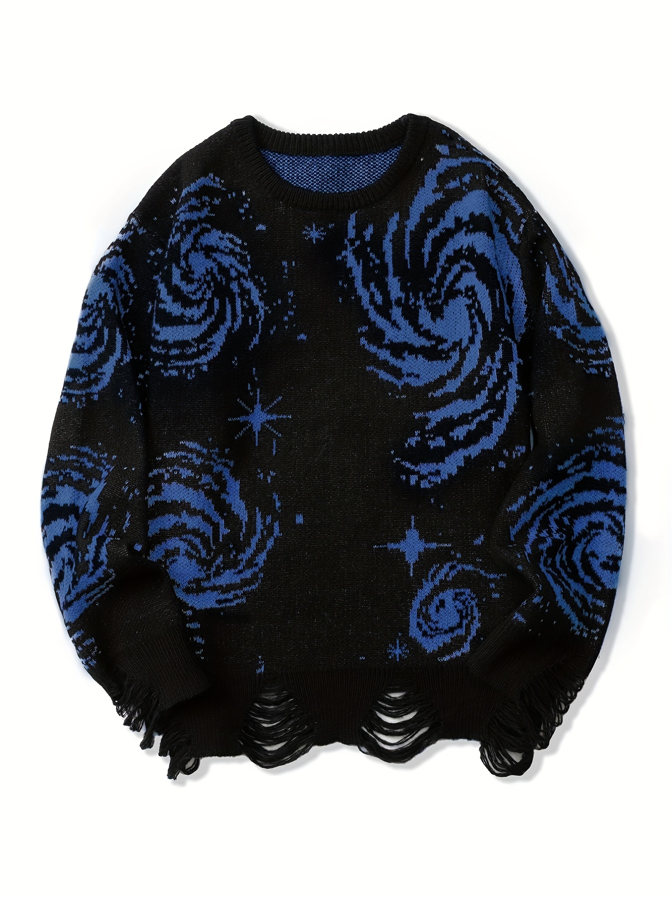 mens novelty starry elements graphic print sweater stylish knit pullover sweater for males plus size details 28