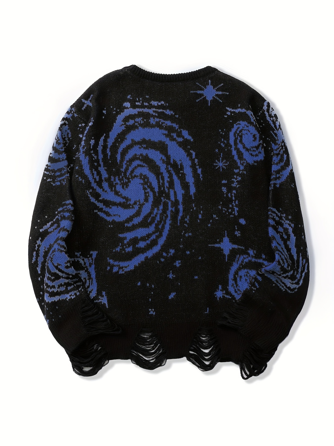 mens novelty starry elements graphic print sweater stylish knit pullover sweater for males plus size details 32