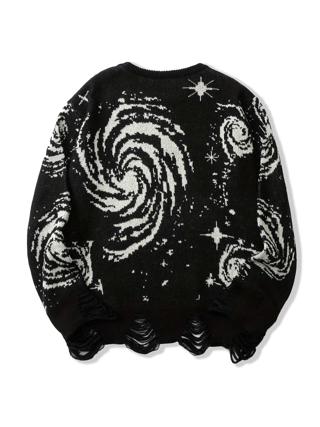 mens novelty starry elements graphic print sweater stylish knit pullover sweater for males plus size details 35