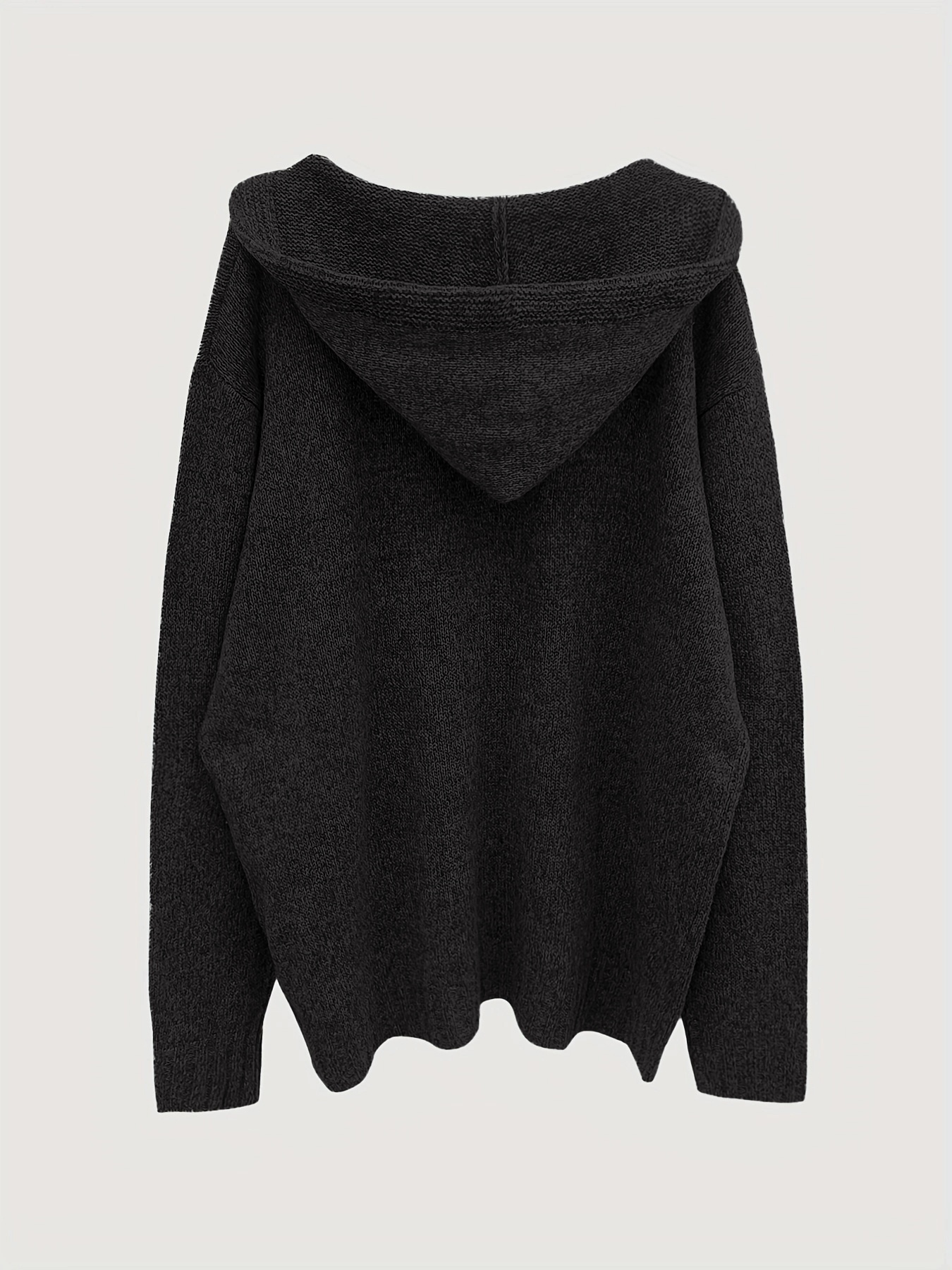 plus size mens cable knit solid hooded sweater for spring autumn details 6