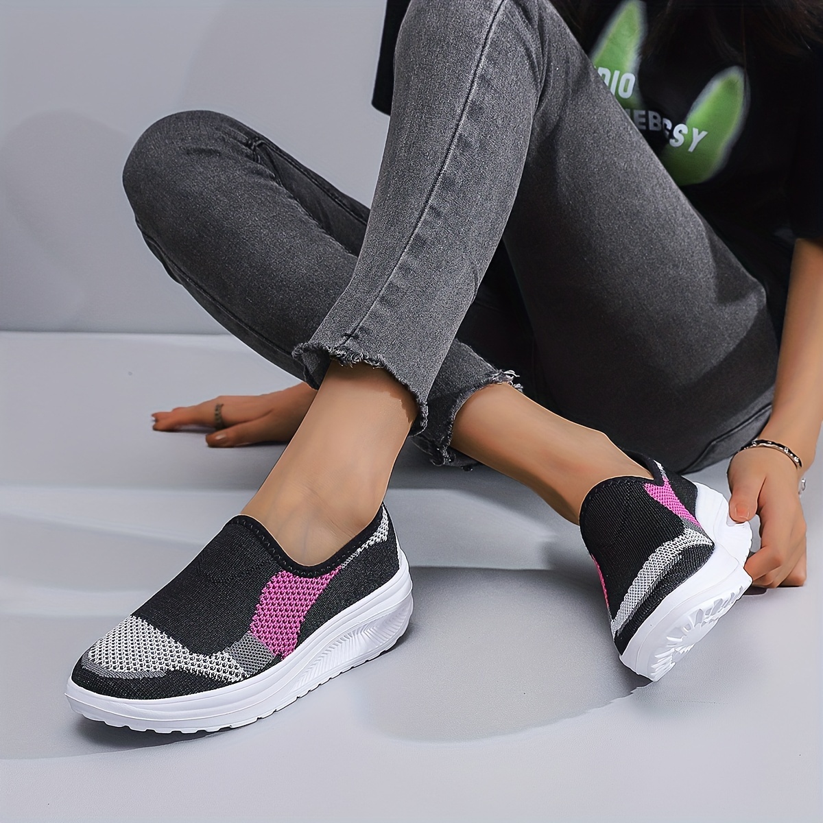 Women s Slip Platform Sneakers Casual Breathable Walking details 4