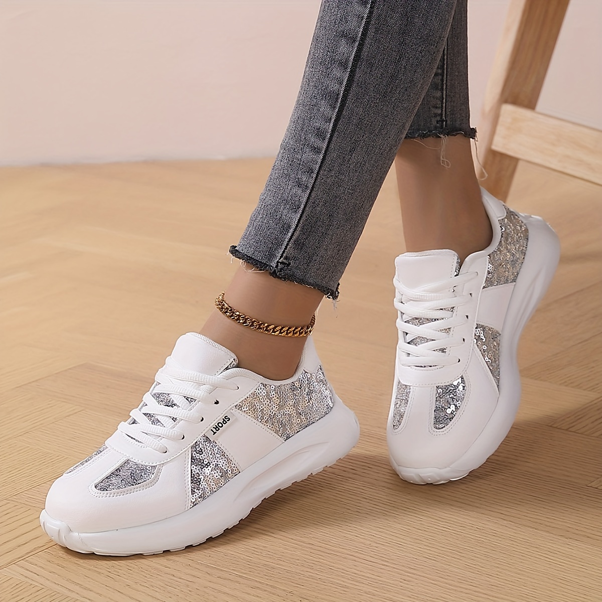 Women s Shiny Fashion Sneakers Breathable Summer Shock details 0