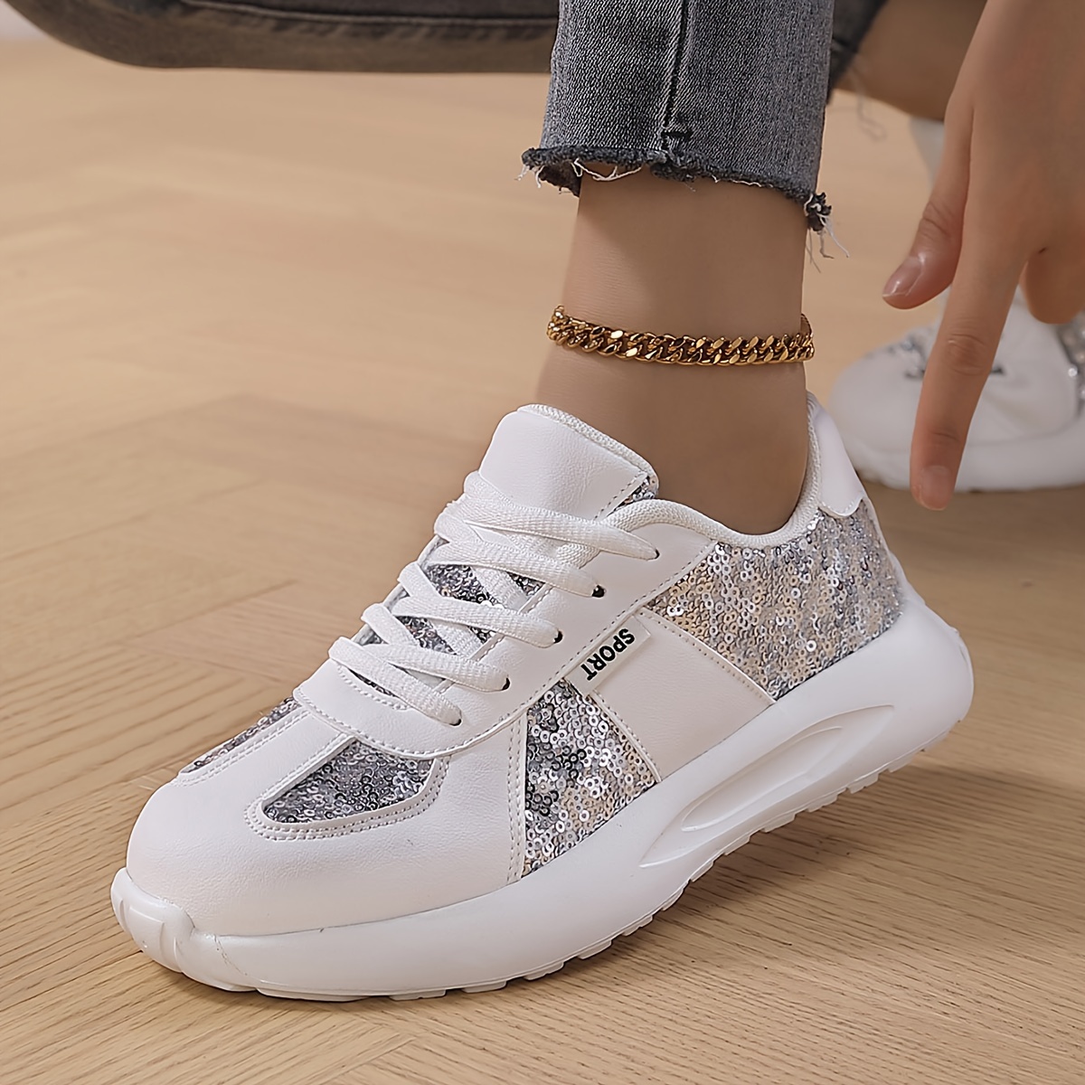 Women s Shiny Fashion Sneakers Breathable Summer Shock details 1