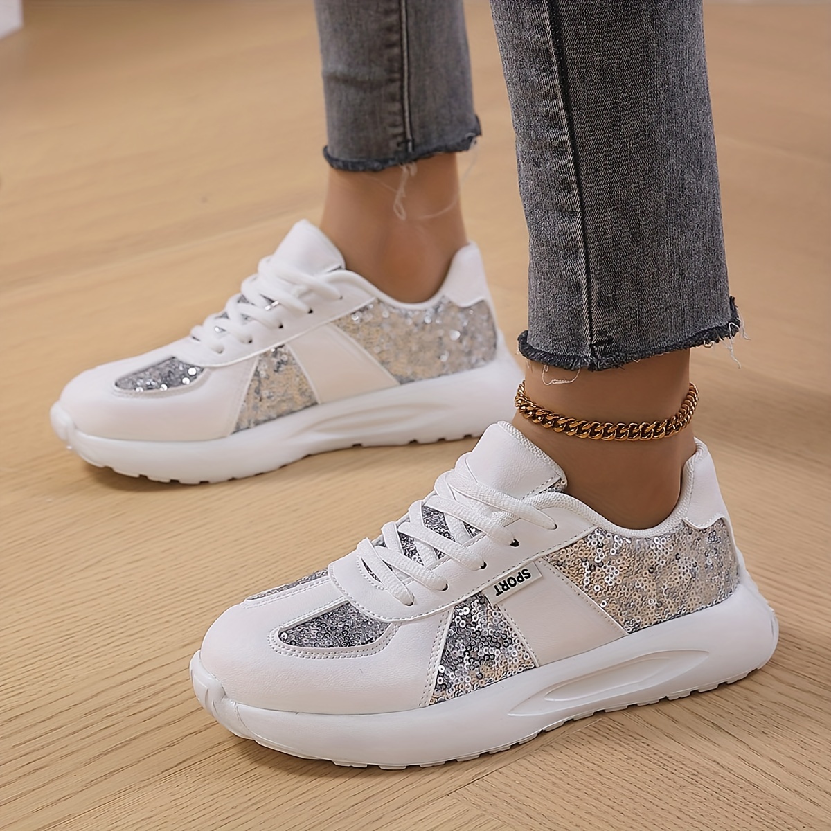 Women s Shiny Fashion Sneakers Breathable Summer Shock details 2