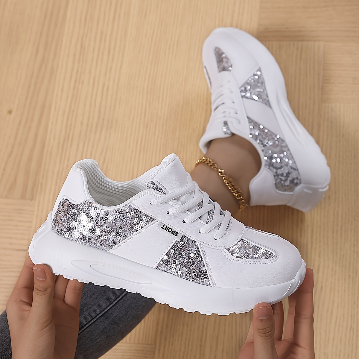 Women s Shiny Fashion Sneakers Breathable Summer Shock details 4