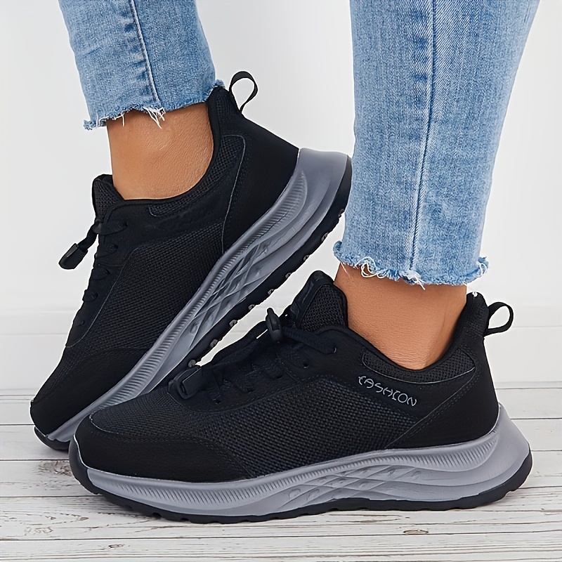 Lace Shock Absorption Walking Shoes Thick Sole Non Slip details 3