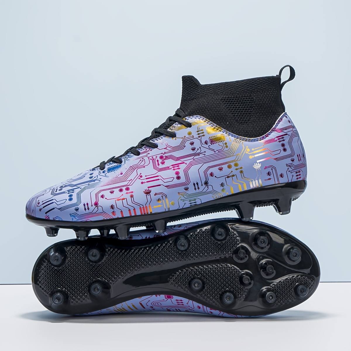 womens fashion football cleats non slip spike soccer shoes wear resistant breathable high top athletic sneakers details 5